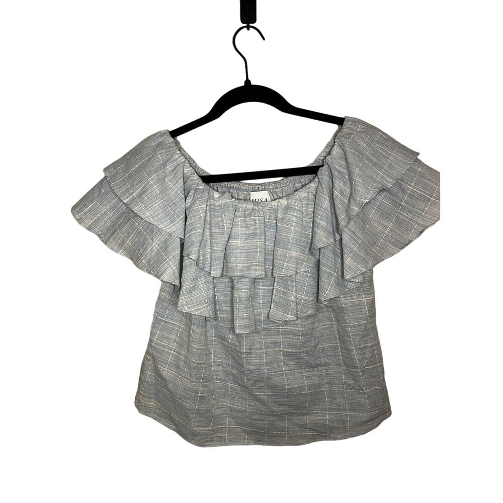 Misa Los Angeles Off or On the Shoulders Double Ruffle Crop Top Sz XS
